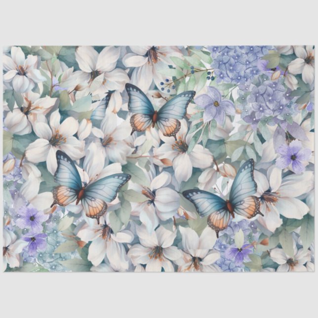 Elegant Floral & Butterflies Decoupage Tissue Paper (Front)
