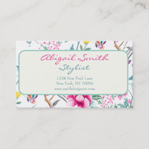 Elegant Floral & Butterflies Pattern Business Card
