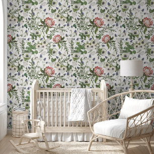 Elegant Floral Butterflies Pattern Wallpaper