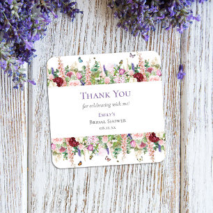 Elegant Floral Butterflies Thank You Bridal Shower Square Sticker