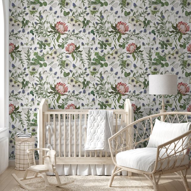 Elegant Floral Butterflies Wallpaper (Elegant Floral Butterflies Pattern Wallpaper from Studio Posies.)