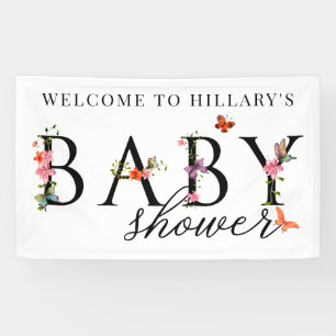 Elegant Floral Butterfly Baby Shower Banner