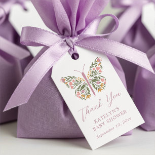 Elegant Floral Butterfly Baby Shower Favor Gift Tags