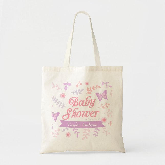 Elegant Floral Butterfly Baby Shower Mummy To Be Tote Bag (Front)
