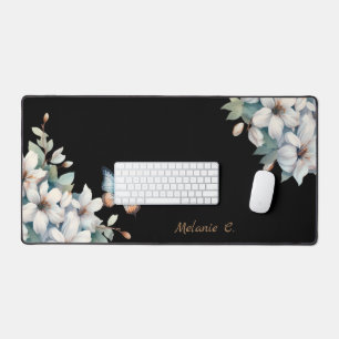 Elegant Floral Butterfly Desk Mat