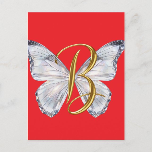 Elegant Floral Butterfly Letter B - Artistic Monog Postcard (Front)