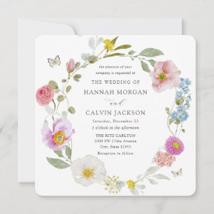 Elegant Floral Butterfly Wedding Invitation
