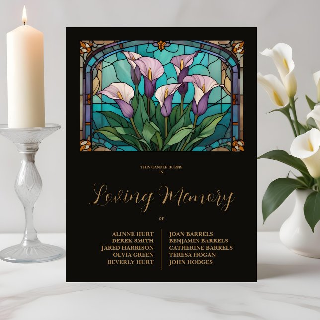 Elegant Floral Calla Stained Glass Effect Mauve Pedestal Sign (Elegant Floral Calla Stained Glass Effect in Mauve Shades for Wedding Memorial Table Pedestal Signs.)