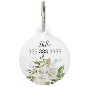 Elegant Floral Calligraphy Pet Tag