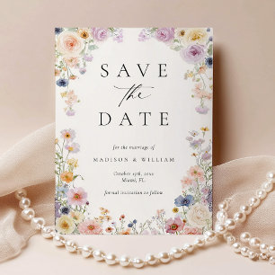 Elegant Floral calligraphy Save the Date Postcard