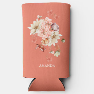 Elegant Floral Can Coolers