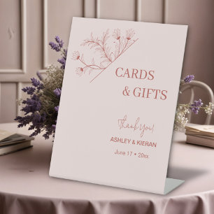 Elegant Floral "Cards & Gifts" Wedding Pedestal Sign