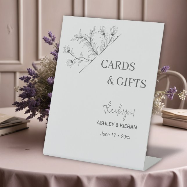 Elegant Floral "Cards & Gifts" Wedding  Pedestal Sign (Creator Uploaded)