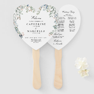 Elegant Floral Cascade Wedding Program Hand Fan