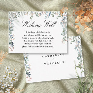 Elegant Floral Cascade Wishing Well Wedding Enclosure Card