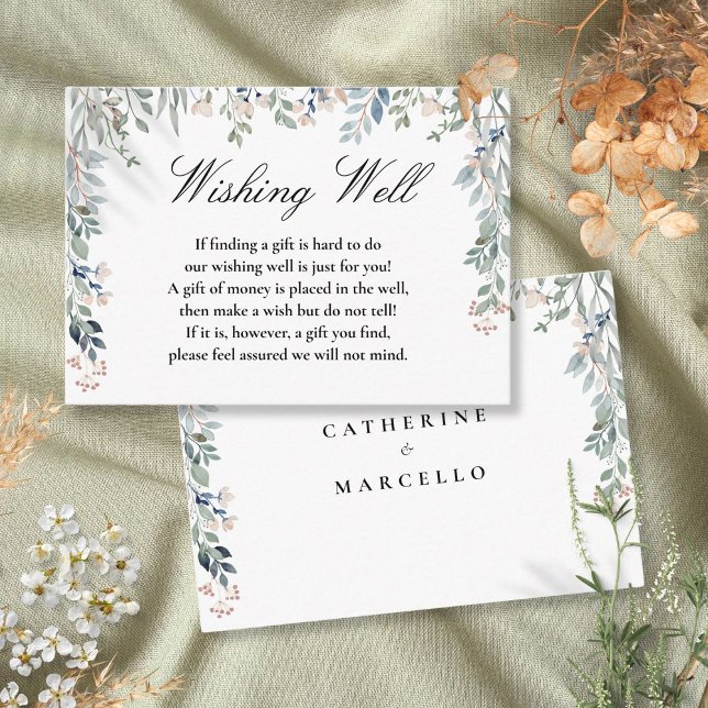 Elegant Floral Cascade Wishing Well Wedding Enclosure Card (Elegant Floral Cascade Wishing Well Wedding Enclosure Card)