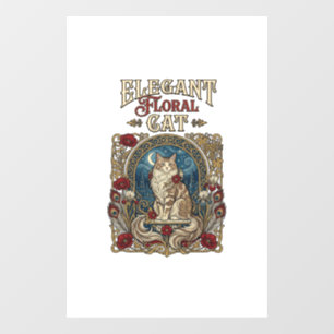 Elegant Floral Cat Cat Art Nouveau Vintage Vector