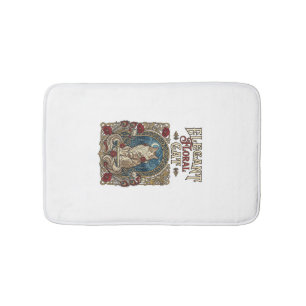 Elegant Floral Cat Cat Art Nouveau Vintage Vector  Bath Mat