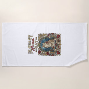 Elegant Floral Cat Cat Art Nouveau Vintage Vector  Beach Towel