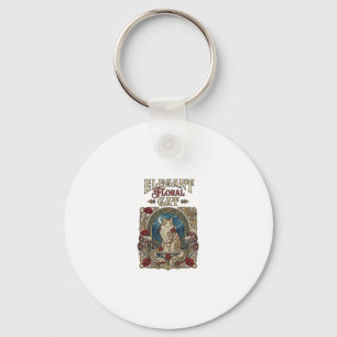 Elegant Floral Cat Cat Art Nouveau Vintage Vector  Key Ring