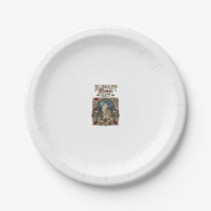 Elegant Floral Cat Cat Art Nouveau Vintage Vector  Paper Plate