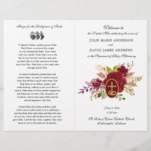 Elegant Floral Catholic Latin Mass Wedding Program