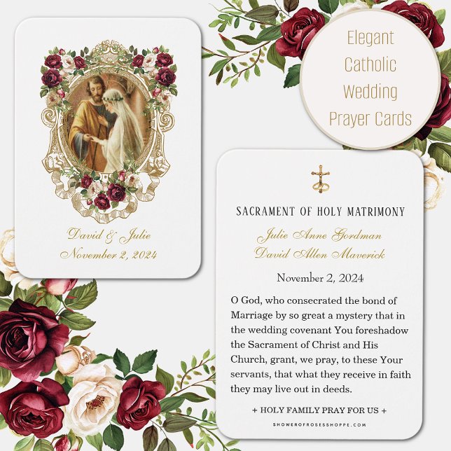 Elegant Floral Catholic Wedding Prayer Card (Creator Uploaded)