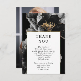 Elegant Floral Celebration Of Life Funeral Photo Thank You Card
