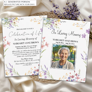Elegant Floral Celebration Of Life Photo  Invitation