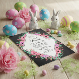 Elegant Floral Chalkboard Easter Brunch Invitation