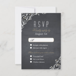 Elegant floral chalkboard rustic wedding RSVP Card