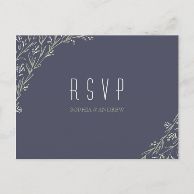 Elegant floral chalkboard rustic wedding RSVP Invitation Postcard (Front)