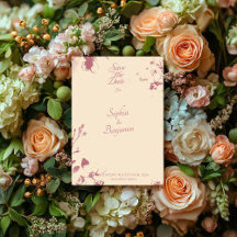Elegant Floral Champagne & Rose Gold Save the Date