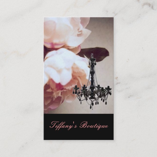 Elegant Floral Chandelier Boutique business Cards (Front)