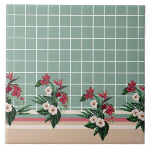 Elegant Floral Checked Tile