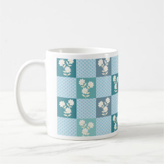 Elegant Floral Chequerboard Seamless Pattern in So Coffee Mug