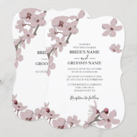 Elegant Floral Cherry Blossom Wedding Invitations