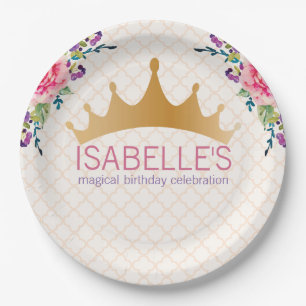 Elegant Floral Chic Birthday design Paper Plate