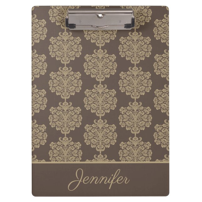 Elegant floral chic gold damask pattern  clipboard (Front)