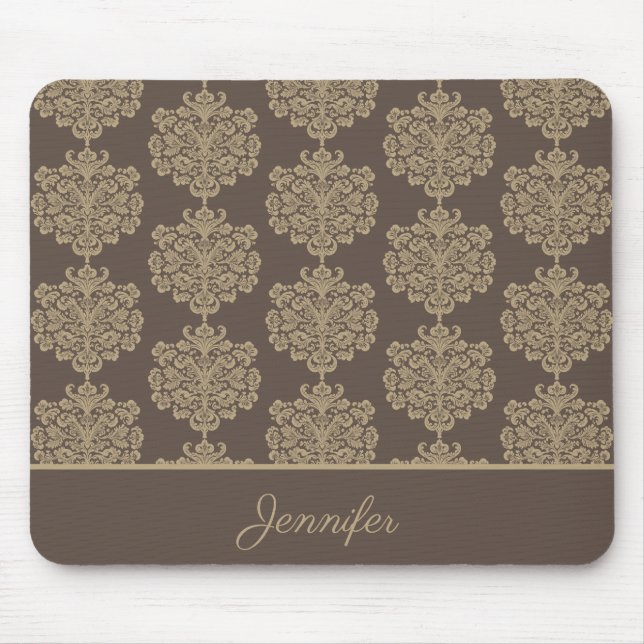 Elegant floral chic gold damask pattern  mouse pad (Front)