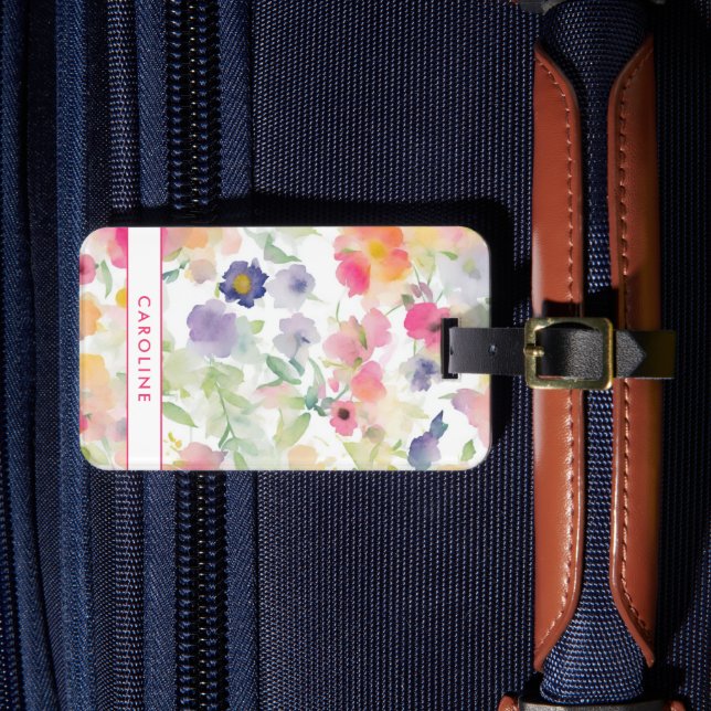 Elegant Floral Chic Stylish Girly Luggage Tag (Front Insitu 4)