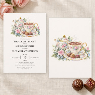 Elegant Floral Chocolate Party Bridal Shower Invitation