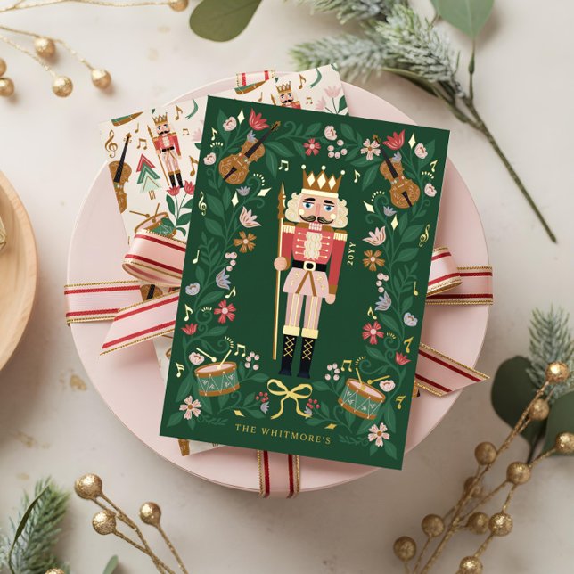 Elegant Floral Christmas Nutcracker Ballet Musical (Elegant Floral Christmas Nutcracker Ballet Musical Foil Holiday Card)