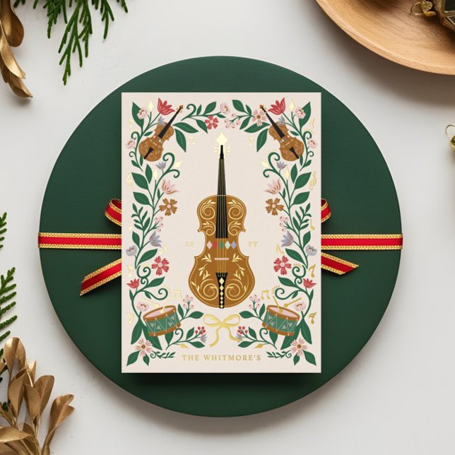 Elegant Floral Christmas Nutcracker Ballet Musical (Elegant Floral Christmas Nutcracker Ballet Musical Foil Holiday Card)