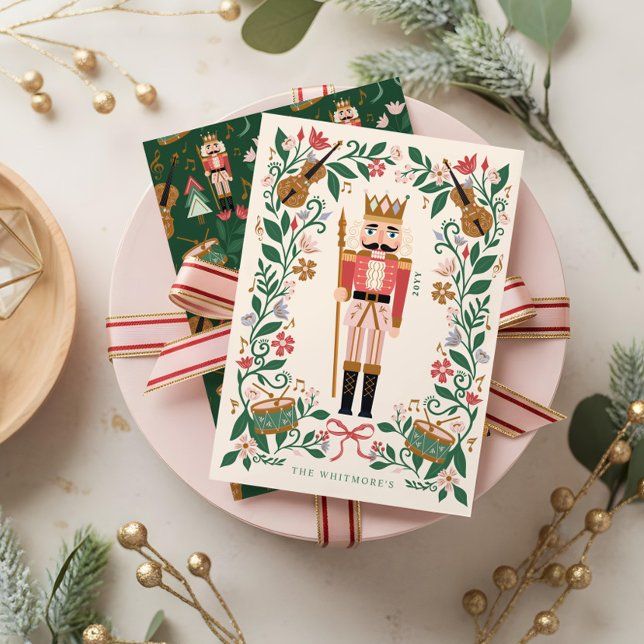 Elegant Floral Christmas Nutcracker Ballet Musical Holiday Card (Elegant Floral Christmas Nutcracker Ballet Musical Holiday Card)
