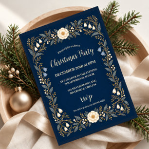 Elegant Floral Christmas Party Invitation