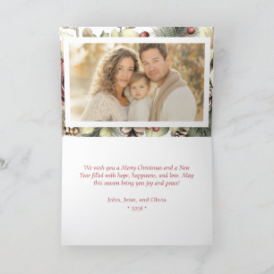 Elegant Floral Christmas Photo Greeting Card