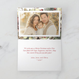 Elegant Floral Christmas Photo Greeting Card 