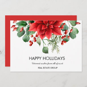 Elegant Floral Christmas Red Flowers Holiday Card