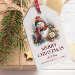 Elegant Floral Christmas Snowman Gift Tags<br><div class="desc">Add a special touch to your holiday gift-giving this season with our Elegant red and white floral Christmas snowman custom gift tags. These stunning gift tags feature a beautifully designed watercolor floral snowman, with the words "Merry Christmas" written in typography font. These gift tags are also fully customisable! Add a...</div>